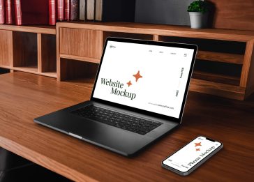 Free Realistic MacBook Pro iPhone Mockup