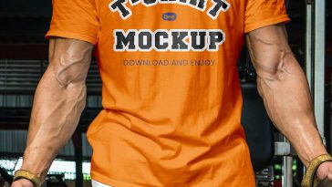 Free Fitness Sports Man T-Shirt Mockup PSD