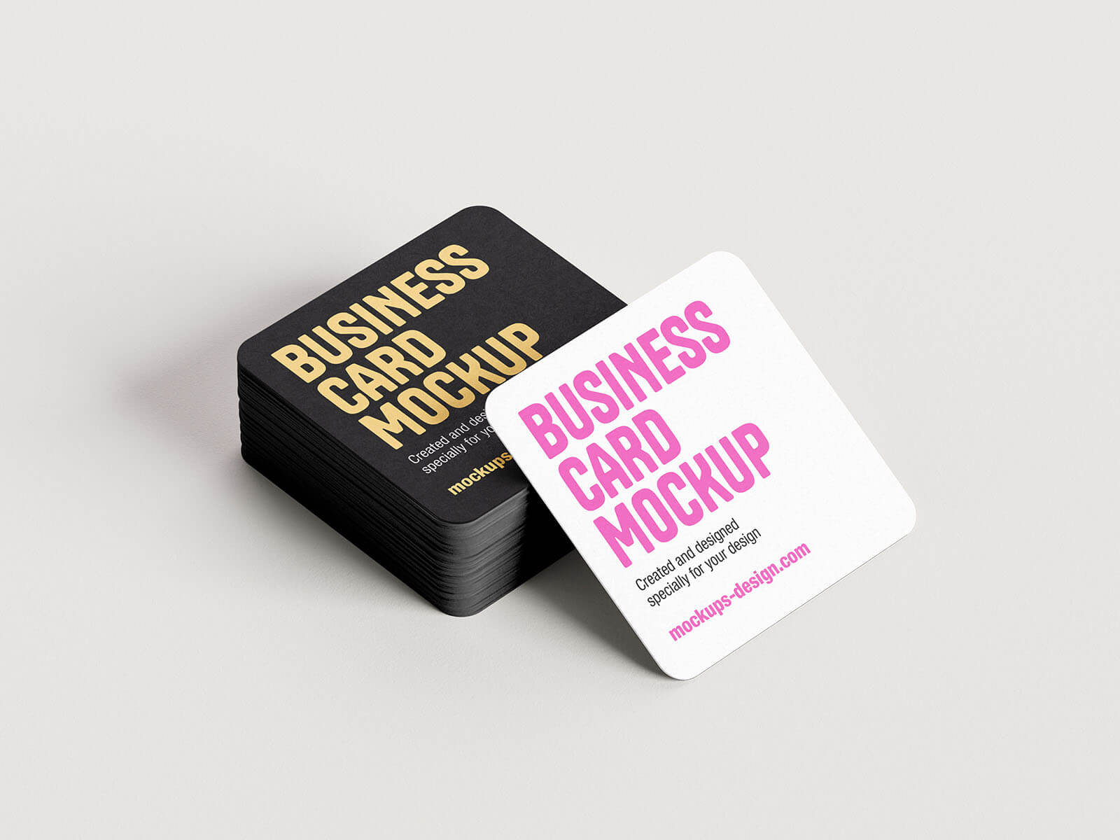 6 Free Rounded Corner Square Business Card Mockup PSD Files