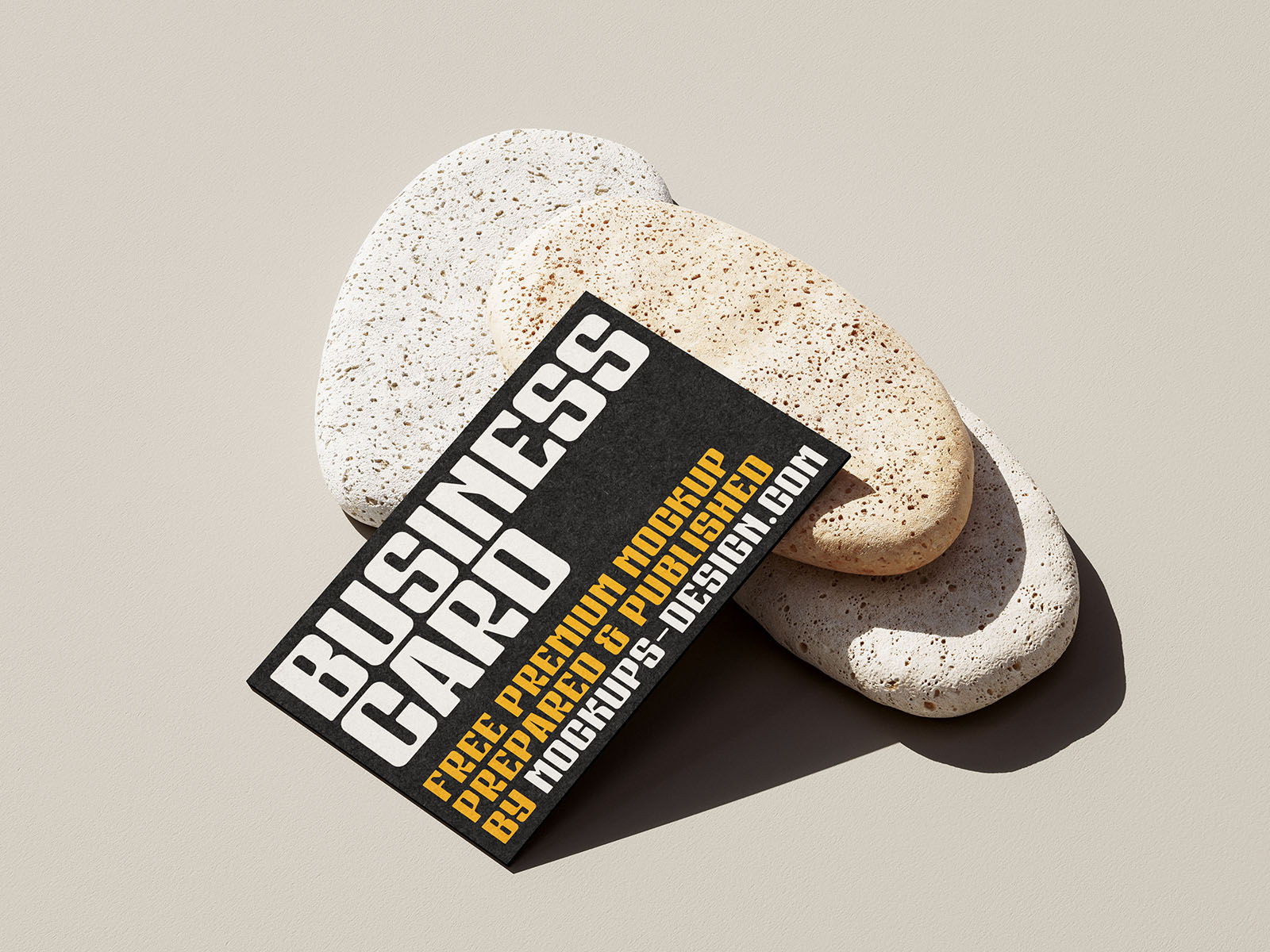 5 Free Business Cards With Stones Mockup PSD