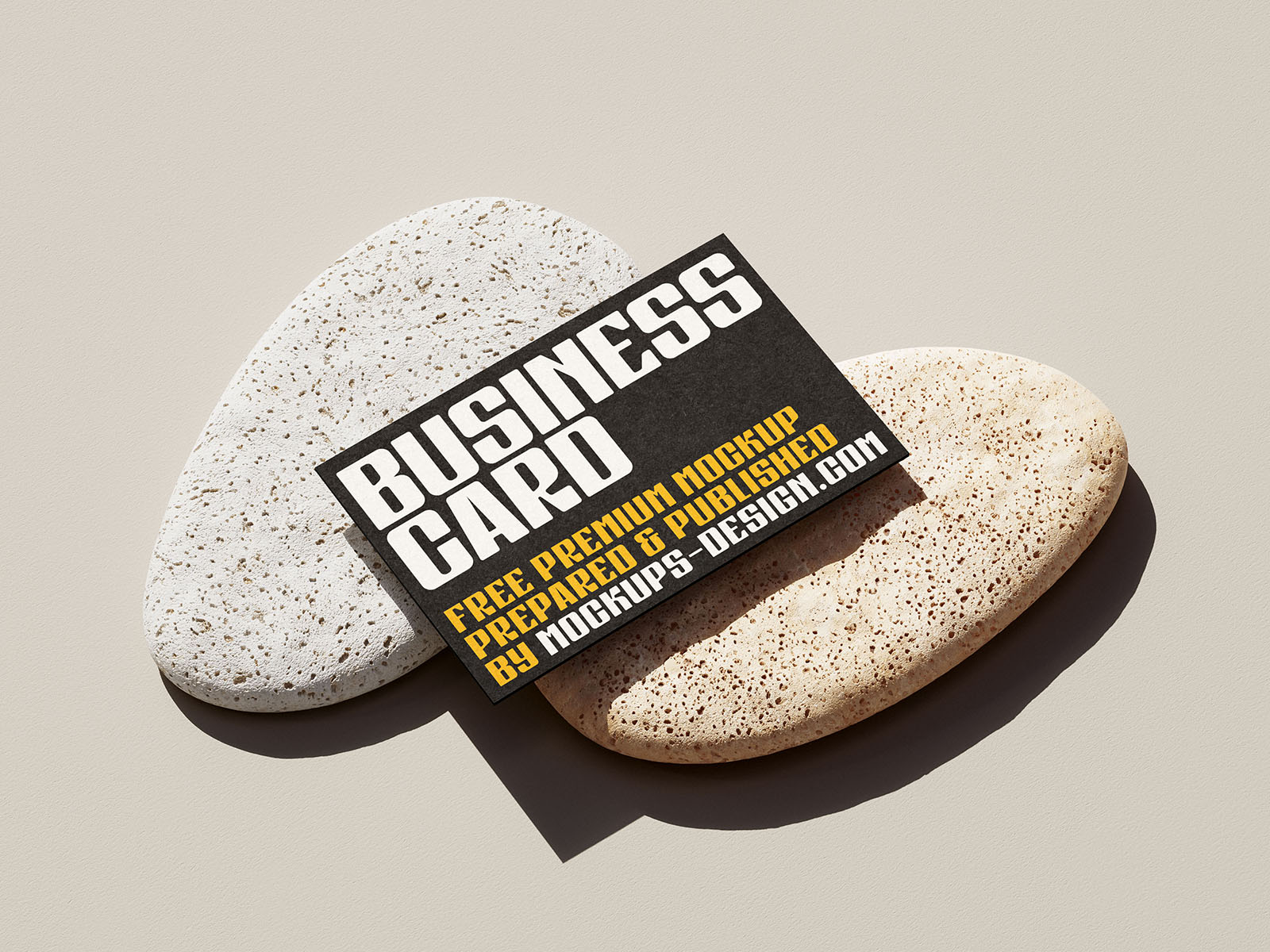 5 Free Business Cards With Stones Mockup PSD