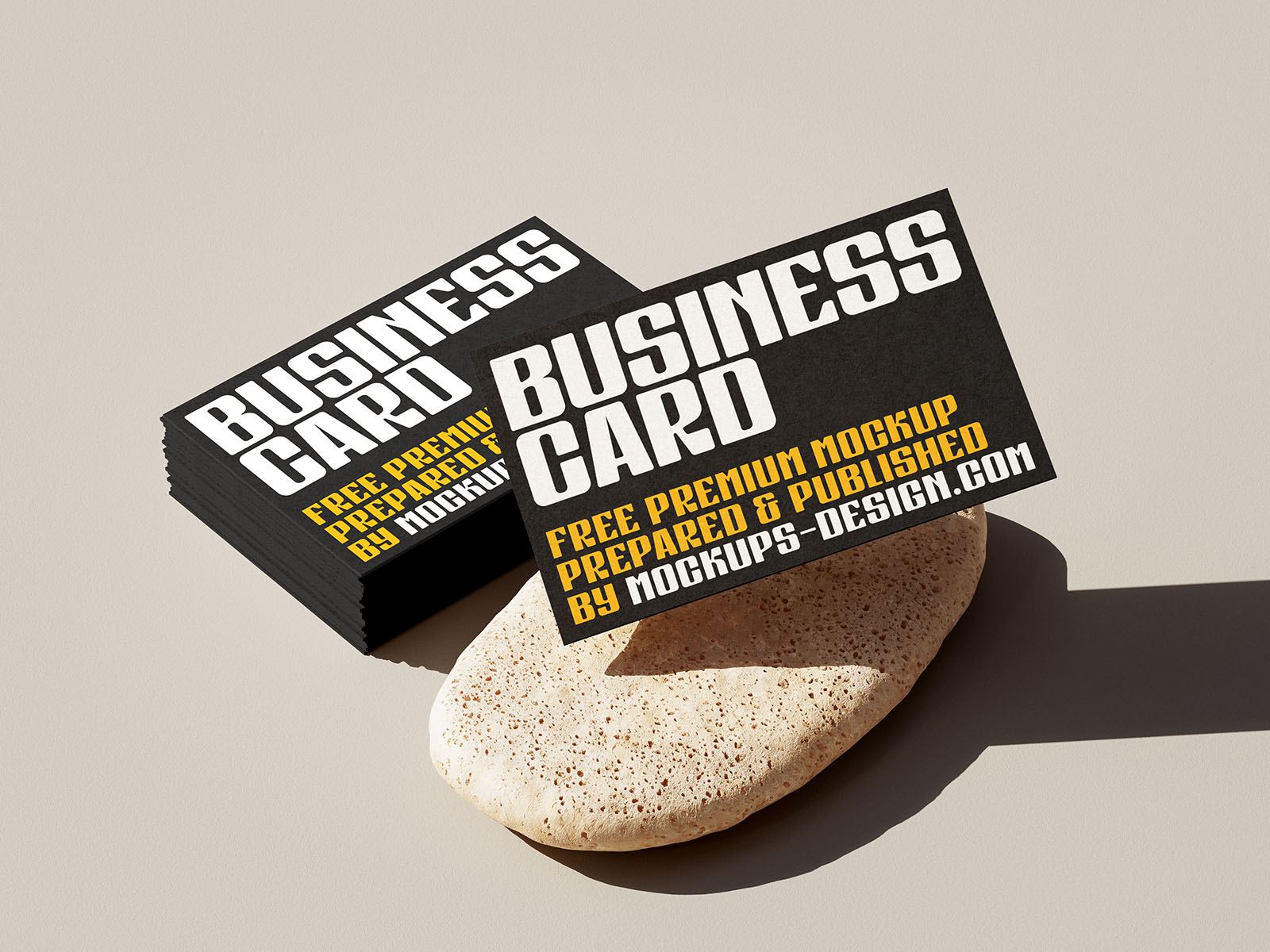 5 Free Business Cards With Stones Mockup PSD