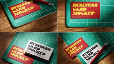 Free Business Card On Cutting Matt Mockup