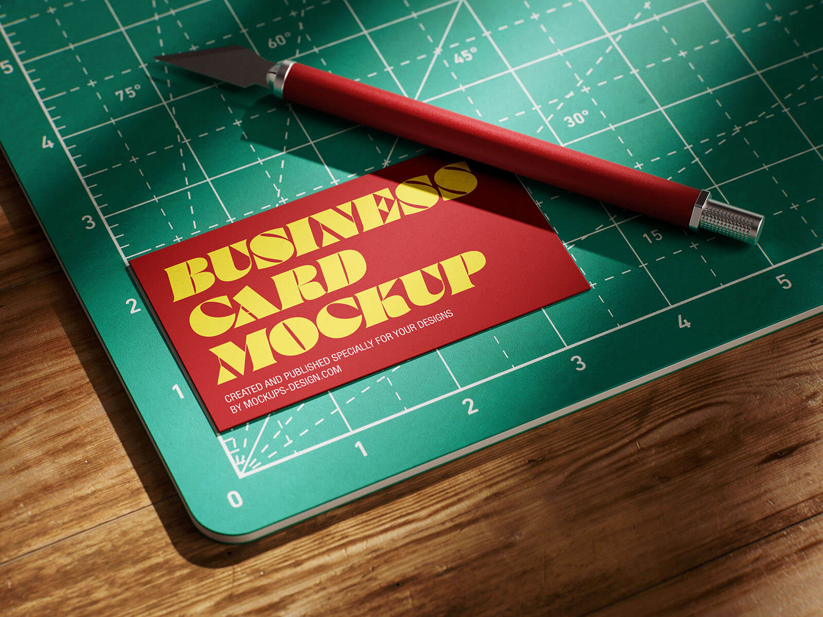 Free Business Card On Cutting Matt Mockup