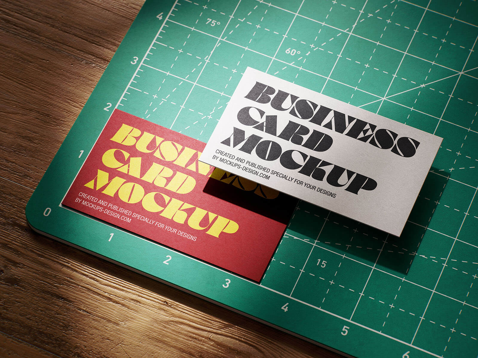 Free Business Card On Cutting Matt Mockup