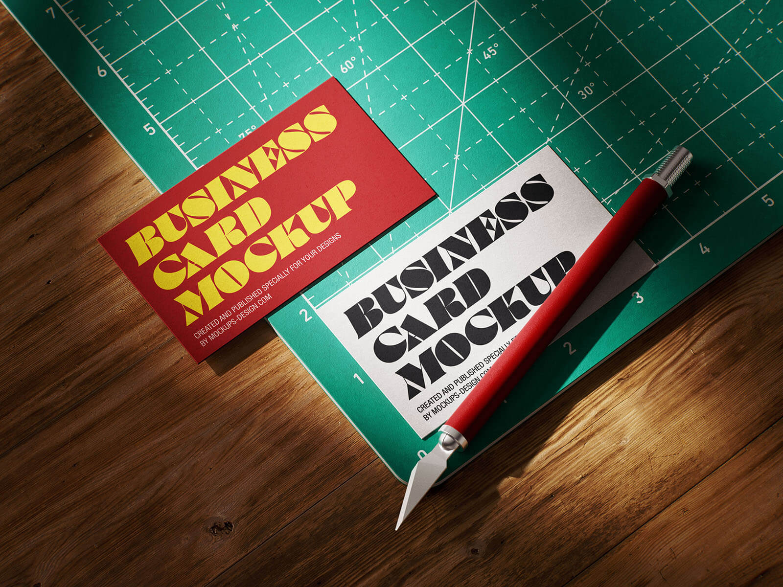 Free Business Card On Cutting Matt Mockup