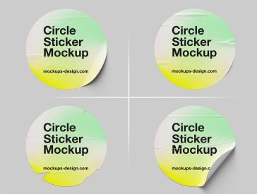 5 Free Round Sticker Mockup PSD Set