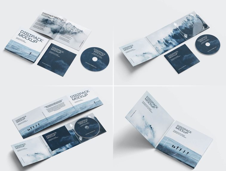 5 Free 6-Panel DVD Digipack With Booklet Mockup PSD Files