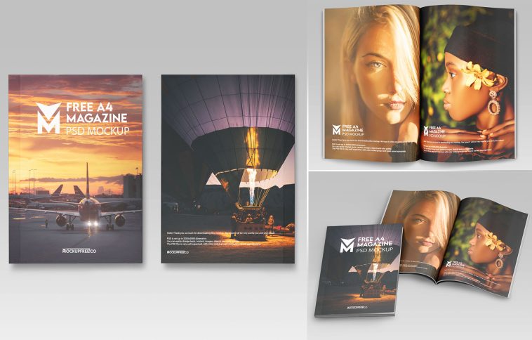 Free A4 Magazine PSD Mockup