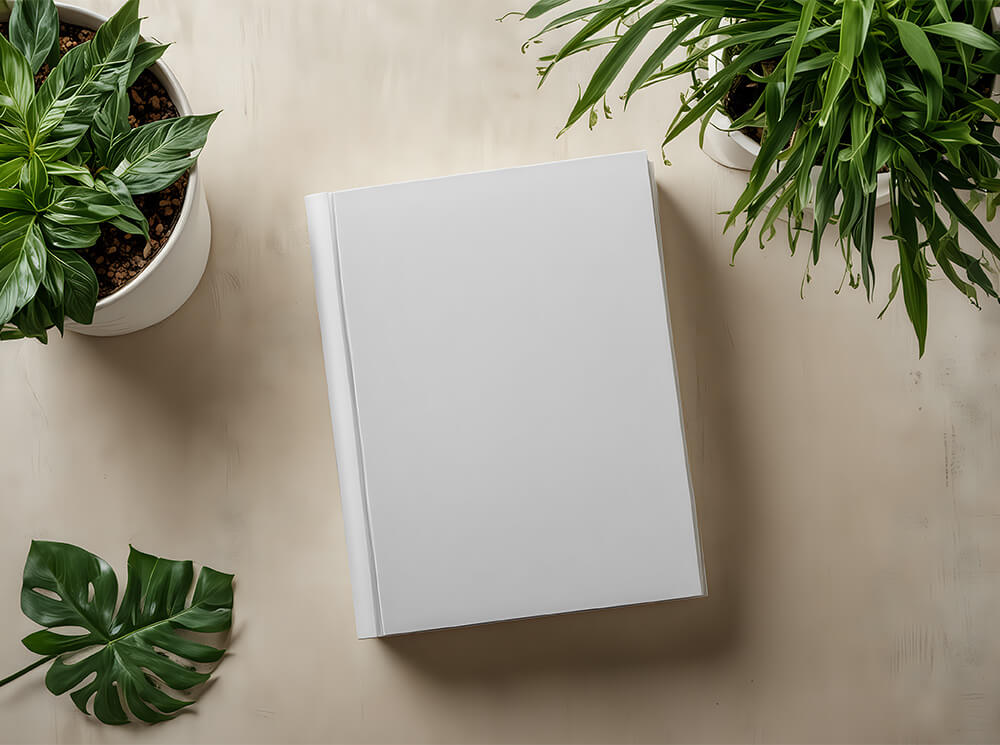 Free Hardcover Book on Plain Surface Mockup