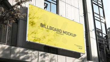 Free Mounted On Building Billboard Mockup PSD