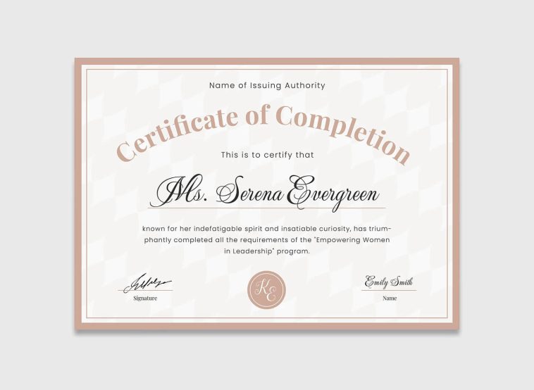 Free PSD Certificate of Completion Template