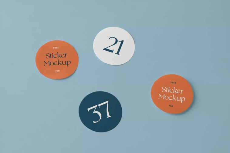 Free Round Stickers Mockup