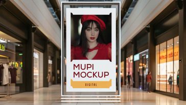 Free Shopping Mall Digital Signage MUPI Poster Mockup PSD