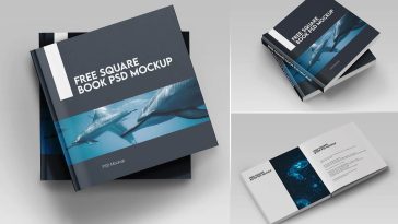 3 Free Square Softcover Book Mockup PSD Files