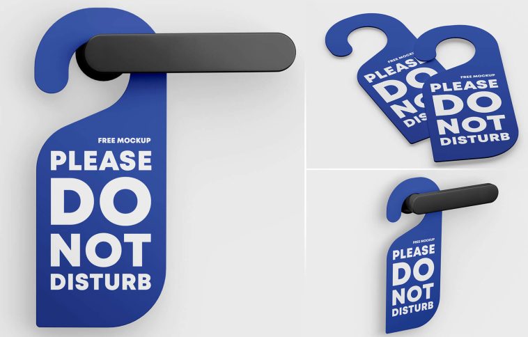 Free Hotel Please Do Not Disturb Door Hanger Mockup PSD