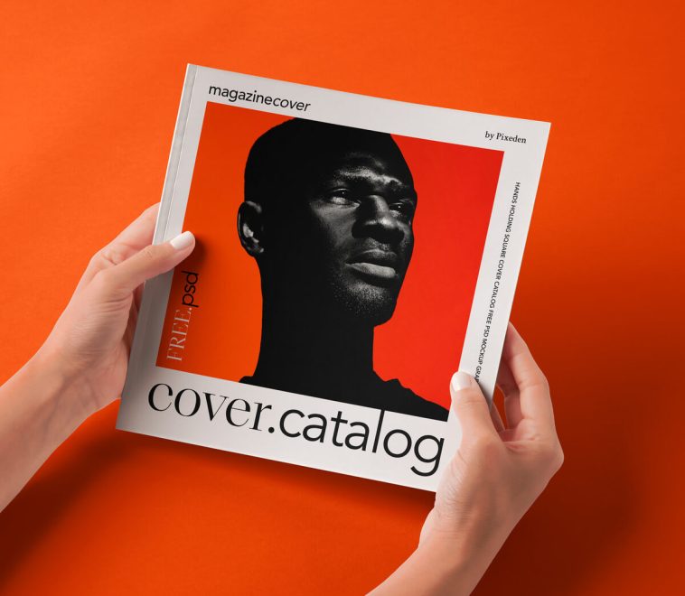 Free Hands Holding Cover Magazine Mockup PSD - PsFiles