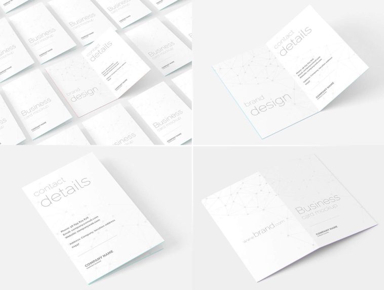 Portrait Folded Business Card Mockup