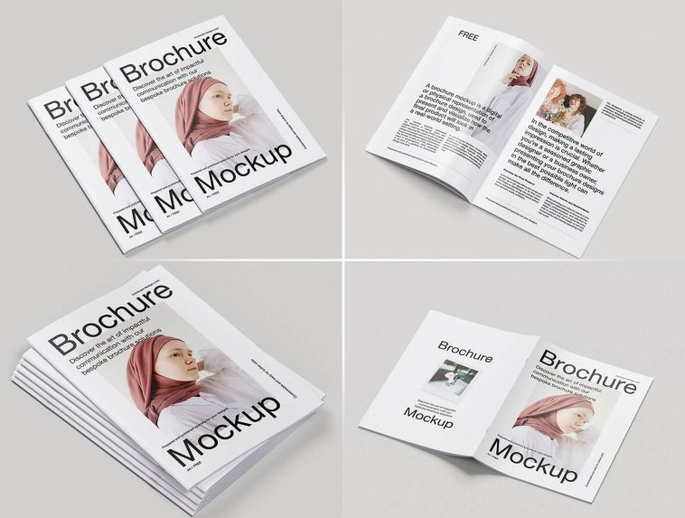 8 Free A4 Multipage Brochure / Magazine Mockup PSD Files