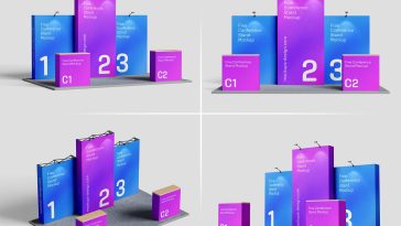 Free Conference / Exhibition 3D Booth Display Stand Mockup PSD