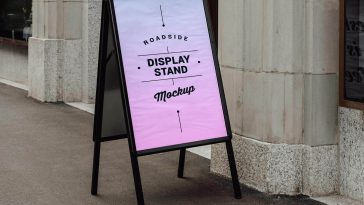 Free Black A-Frame Sign Display Stand Mockup PSD