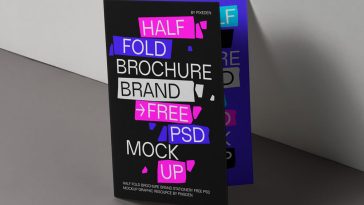 Free Branding Half Fold Brochure Mockup PSD