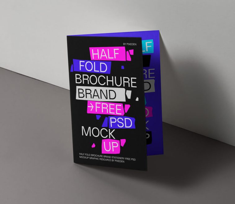 Free Branding Half Fold Brochure Mockup PSD