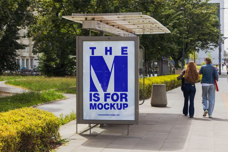 Free Bus Stop Poster Citylight Mockup PSD