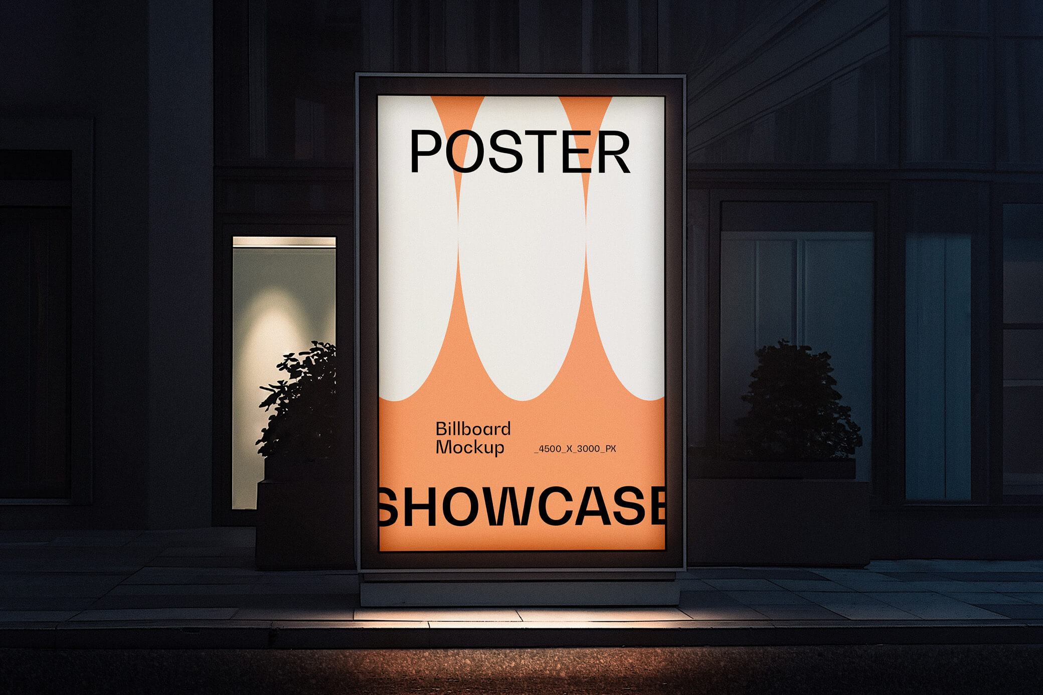 Free Poster Lightbox Mockup At Night PSD