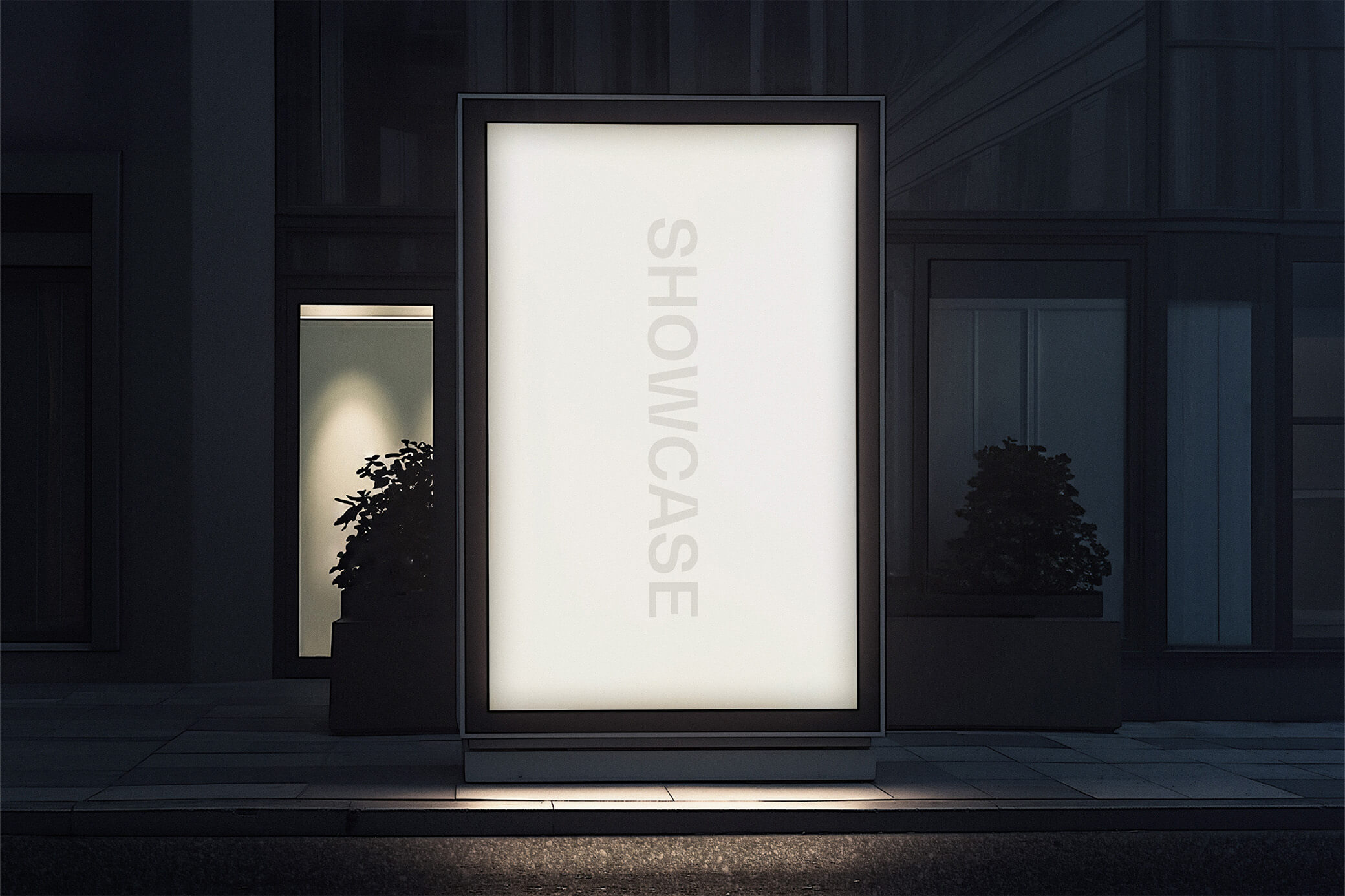 Free Poster Lightbox Mockup At Night PSD