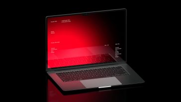 Free Red M3 MacBook Air Mockup PSD