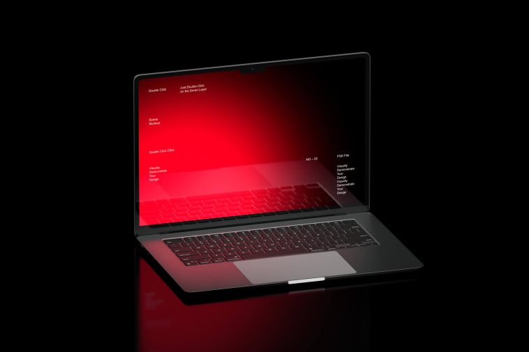 Free Red M3 MacBook Air Mockup PSD