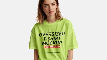 Free Woman Wearing Oversized T-Shirt Mockup