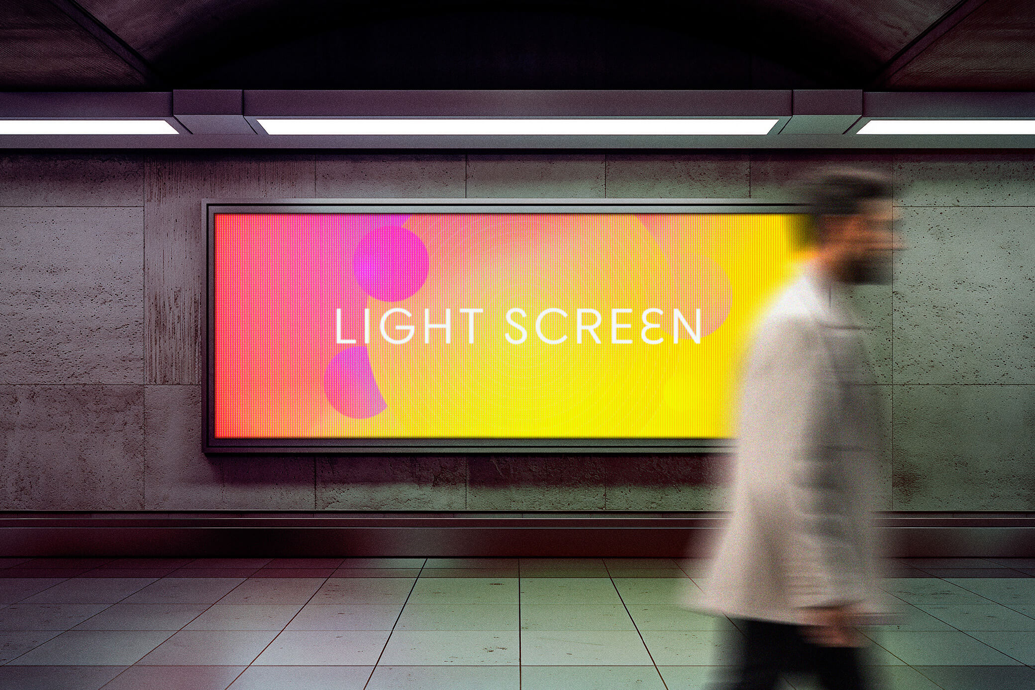 Free Subway LED Screen Billboard Mockup PSD