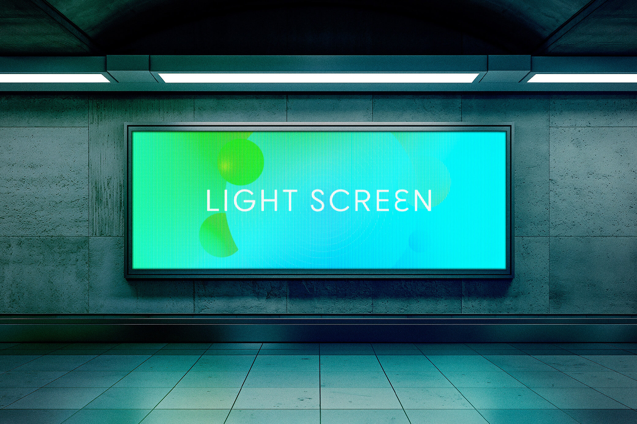 Free Subway LED Screen Billboard Mockup PSD