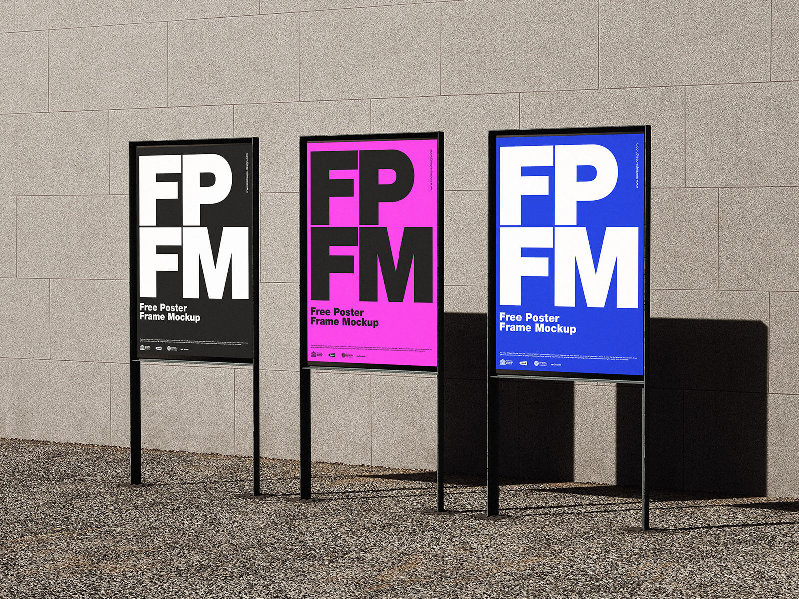 3 Free Thin Metal Frame Poster Mockup PSD Files