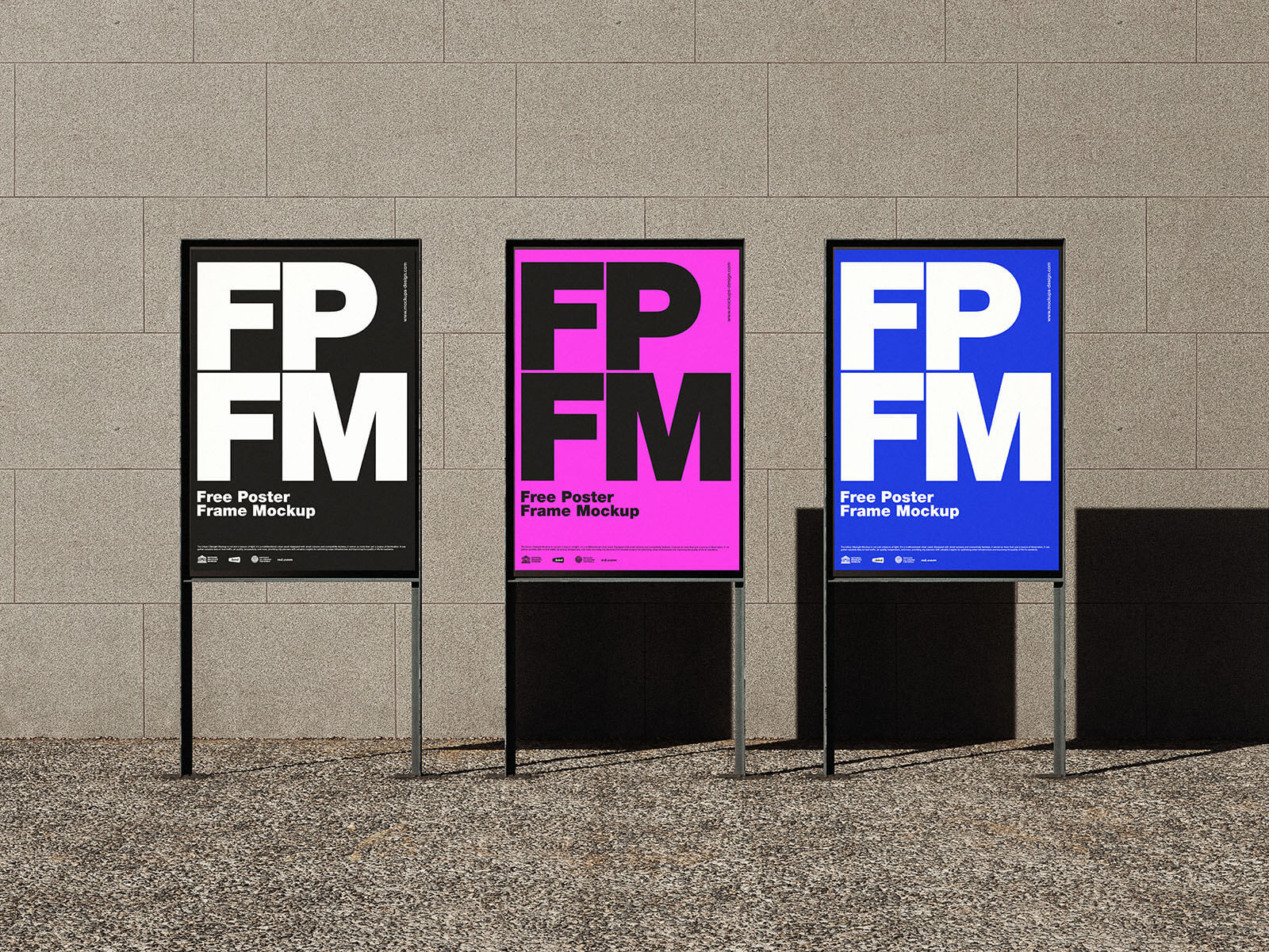 3 Free Thin Metal Frame Poster Mockup PSD Files