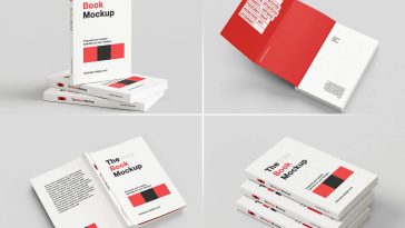 8 Free Book With Gatefold Cover Flap Mockup PSD Files