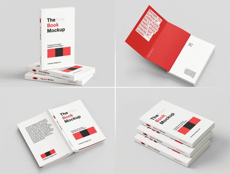 8 Free Book With Gatefold Cover Flap Mockup PSD Files