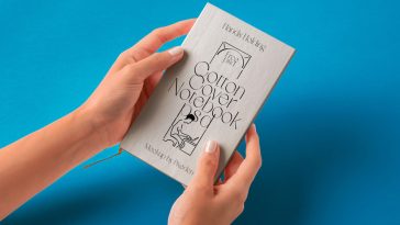 Cotton Hand Holding Notebook Mockup