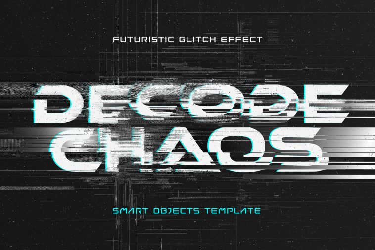 Free Destroy Cyber Glitch Text Effect PSD