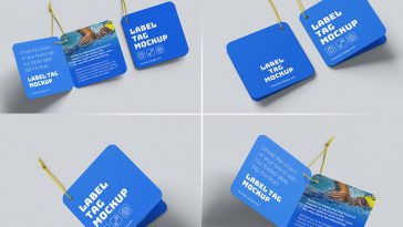 Free Bi-Folded Hanging Tag Mockup PSD Set