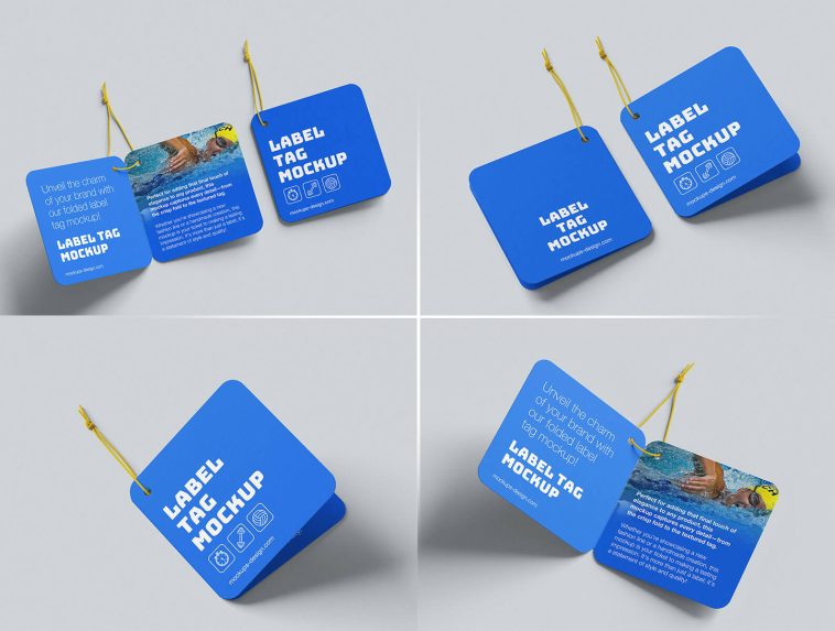 Free Bi-Folded Hanging Tag Mockup PSD Set