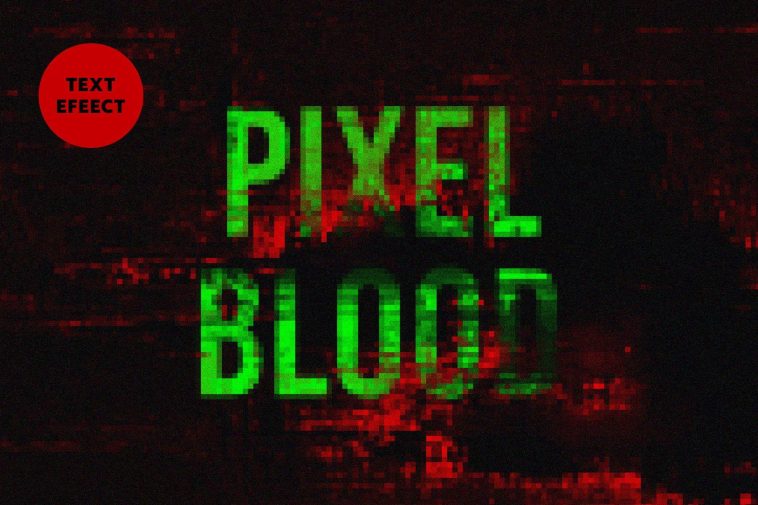 Free Bloody Pixel Text Effect PSD