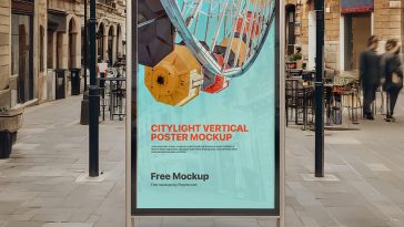 Free Citylight Vertical Poster Mockup PSD