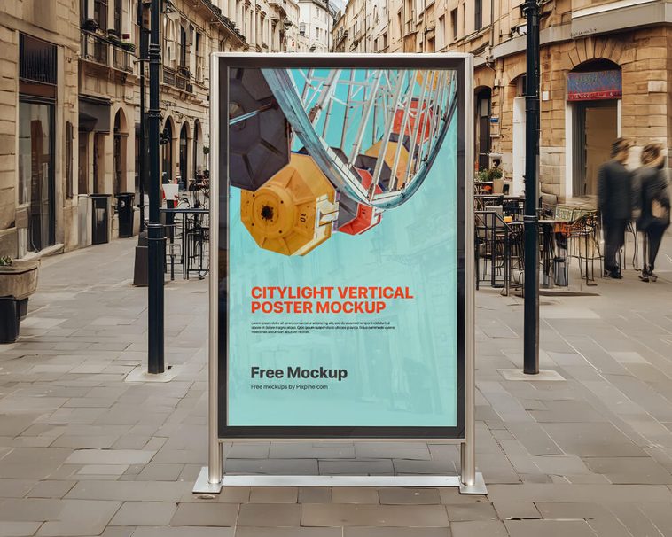 Free Citylight Vertical Poster Mockup PSD