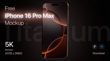 Free Floating Titanium iPhone 16 Pro Max Mockup PSD