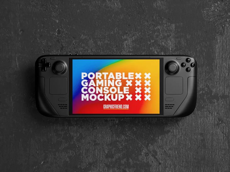 Free Handheld Gaming Console Mockup PSD