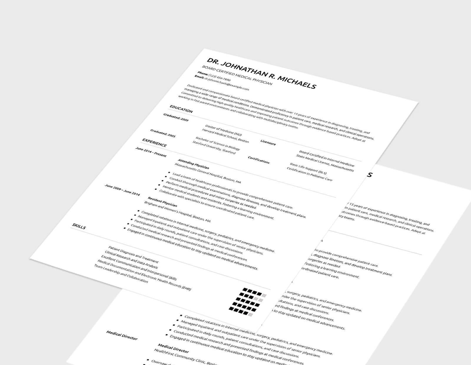 Free Medical Physician CV PSD Template