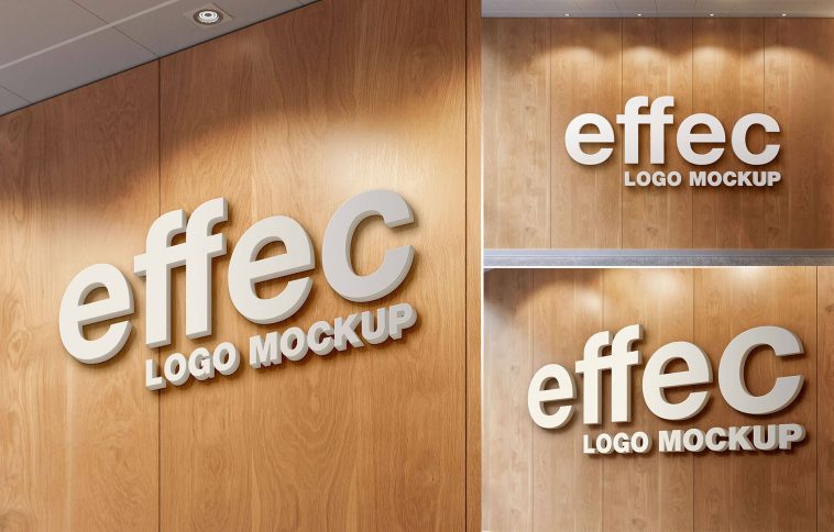 Free Office Entrance Wall 3D Logo Mockup PSD